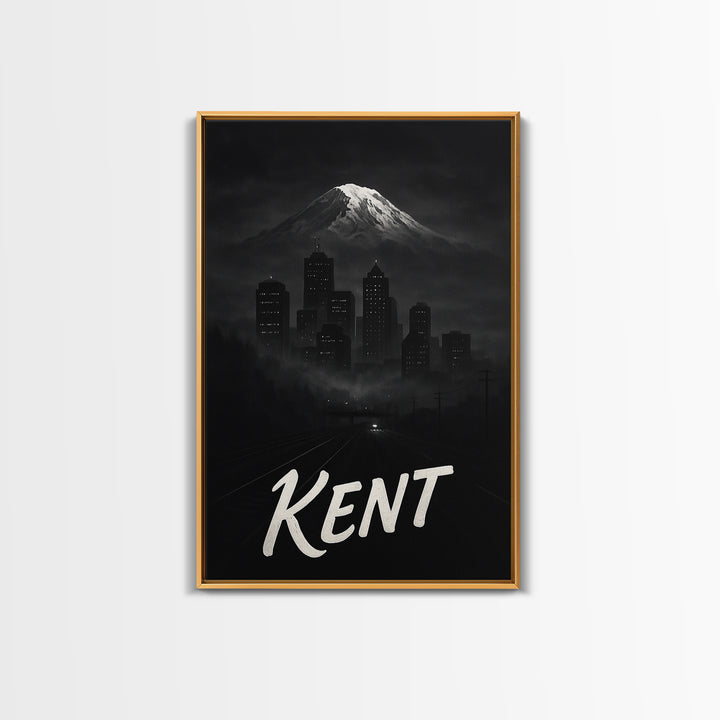 Kent Washington Travel Poster, Canvas Print, Night Street Poster Art, Kent Poster Print, City Art Print, Wanderlust Decor, Wall Decor