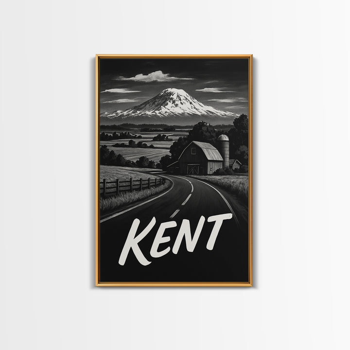 Kent Travel Poster, Canvas Print, Black And White Travel Art, Kent Art Print, Fine Art Print, Travel Art Print, Vintage Travel Art