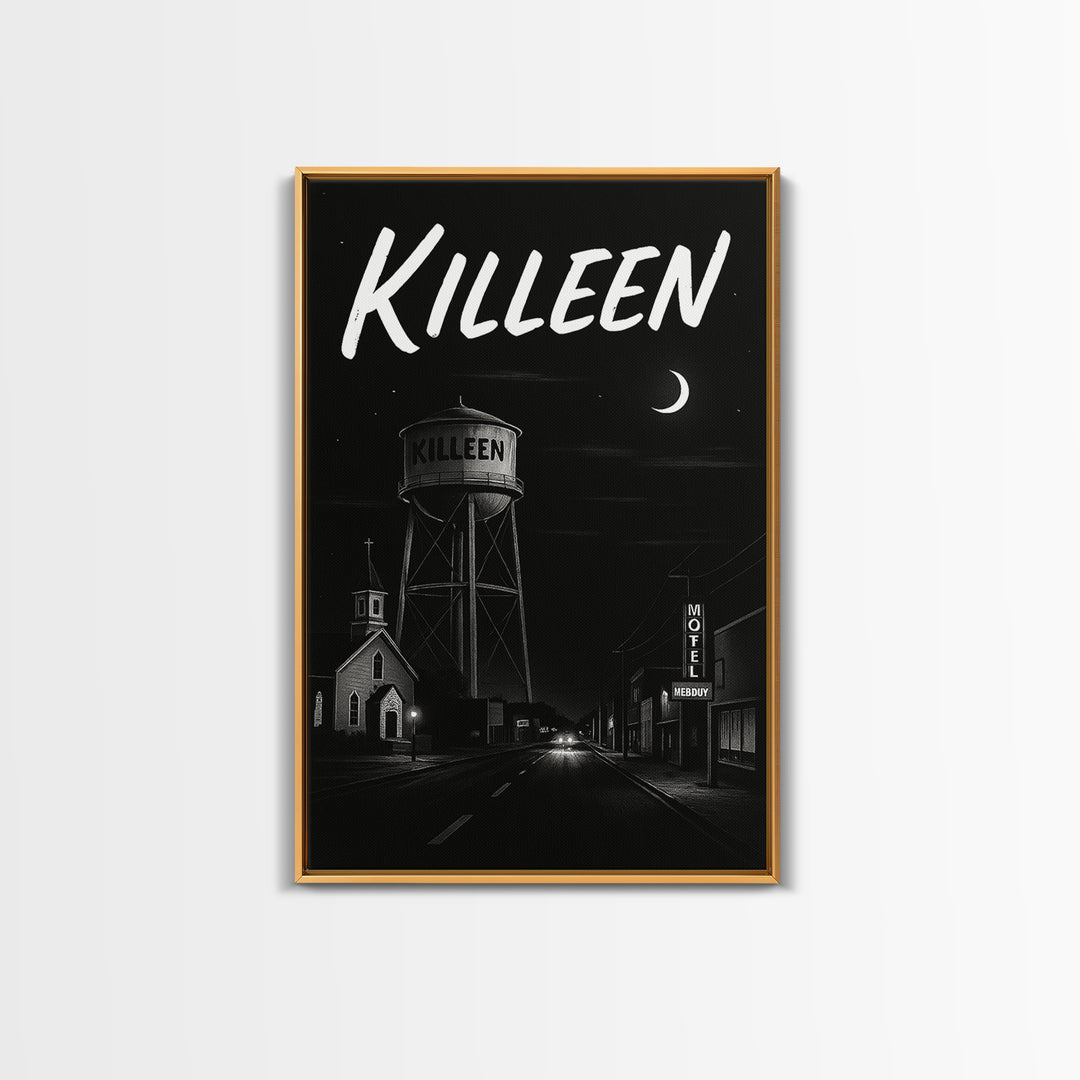 Killeen Travel Poster, Canvas Print, Black And White Travel Art, Killeen Wall Art, City Art Print, Vintage City Poster, City Travel Prints