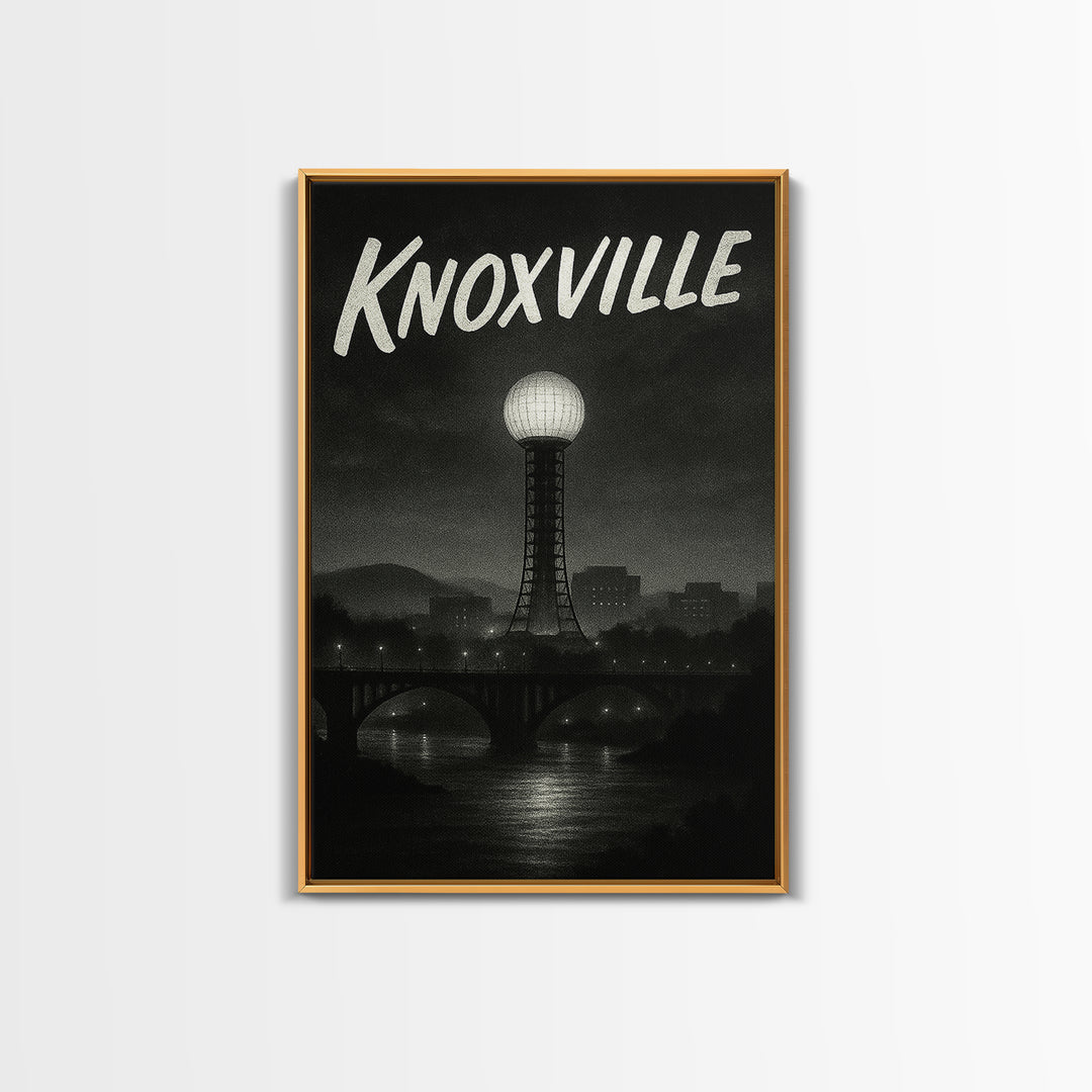 Knoxville Tennessee Travel Poster, Canvas Print, Black And White Travel Art, Knoxville Art Print, Travel Wall Art, Wall Decor, Landscape Art