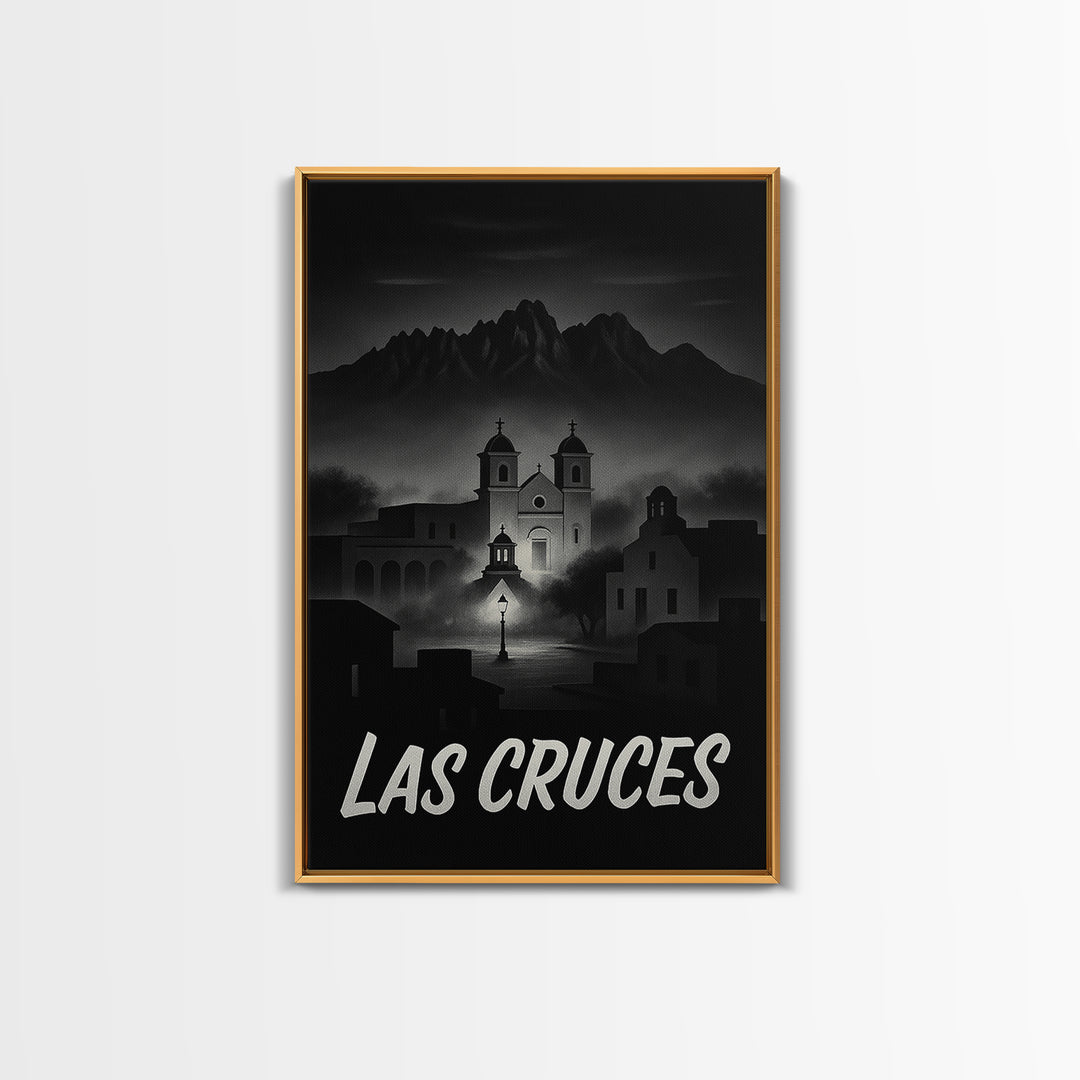 Las Cruces New Mexico Travel Poster, Canvas Print, Black And White Travel Art, Las Cruces Art Print, Travel Print, Vintage Travel Art