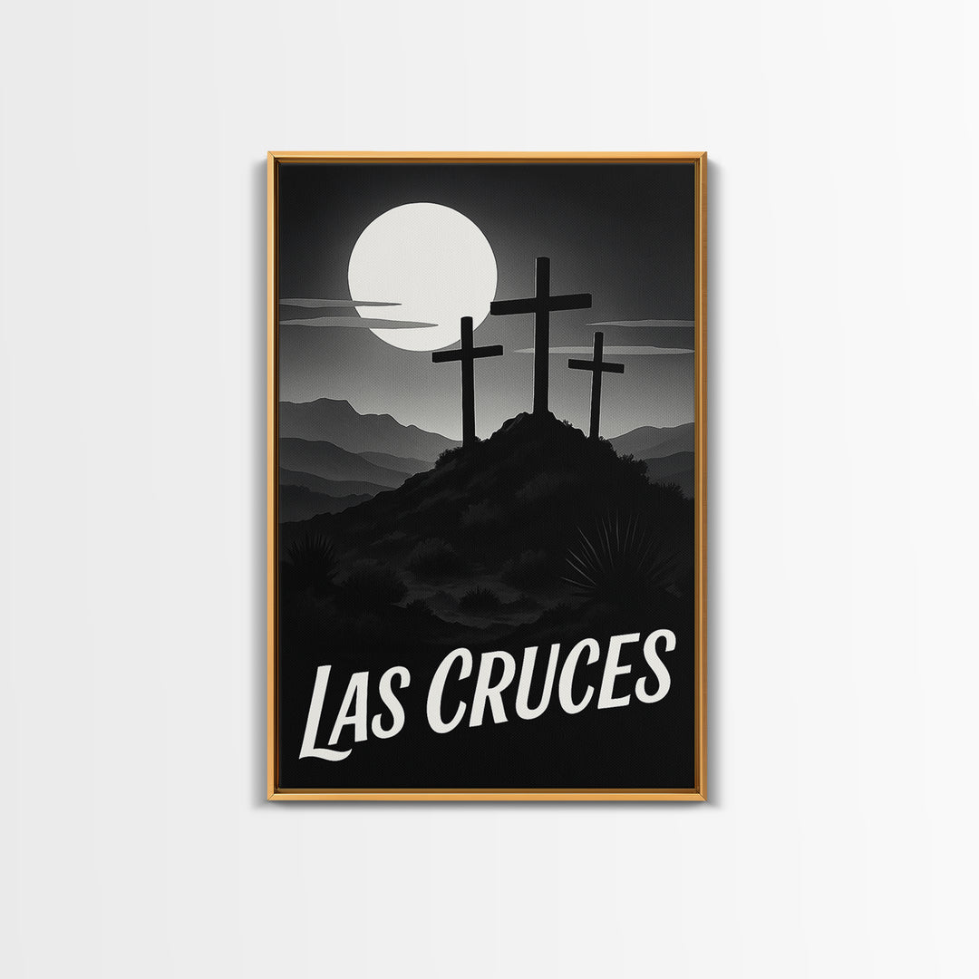 Las Cruces Travel Poster, Framed Canvas Print, Black And White Travel Art, Las Cruces Poster Print, Wanderlust Decor, Fine Art Print