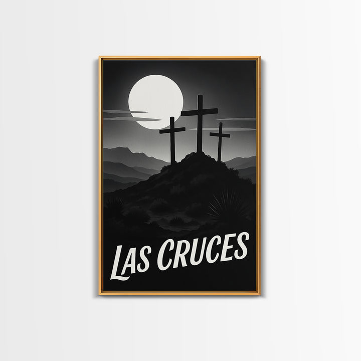 Las Cruces Travel Poster, Framed Canvas Print, Black And White Travel Art, Las Cruces Poster Print, Wanderlust Decor, Fine Art Print