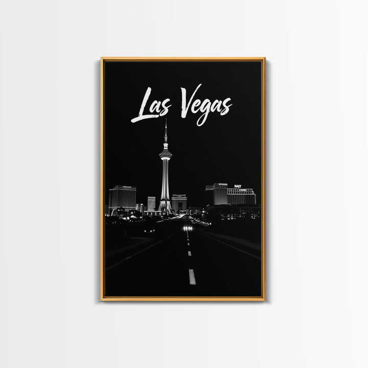 Las Vegas Nevada Travel Poster, Framed Canvas Print, Night Street Poster Art, Las Vegas Travel Art, Vintage City Poster, Travel Art Print