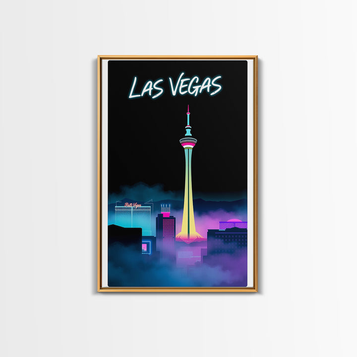 Las Vegas Travel Poster, Framed Canvas Print, Black And White Travel Art, Las Vegas Art Print, Eclectic Wall Decor, Travel Poster Art