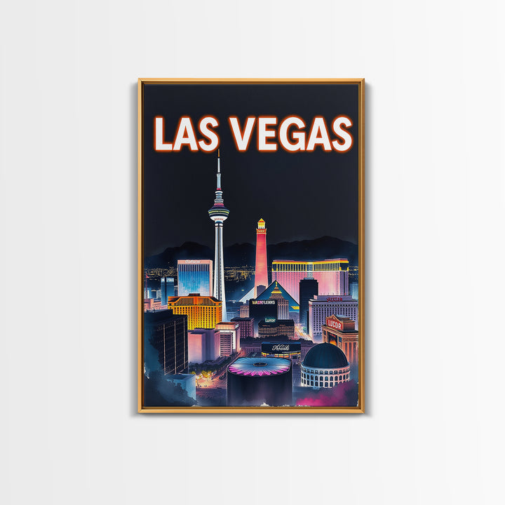 Las Vegas Travel Poster, Canvas Print, Dark Moody City Wall Art, Las Vegas Poster Print, Living Room Wall Art, Wanderlust Decor