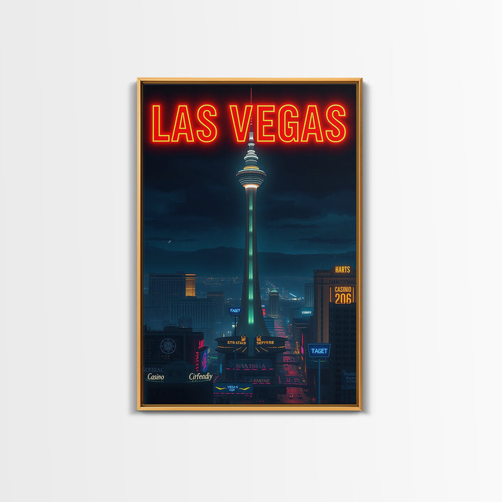 Las Vegas Travel Poster, Framed Canvas Print, Black And White Travel Art, Las Vegas Poster Print, Gift For Travelers, Travel Wall Art