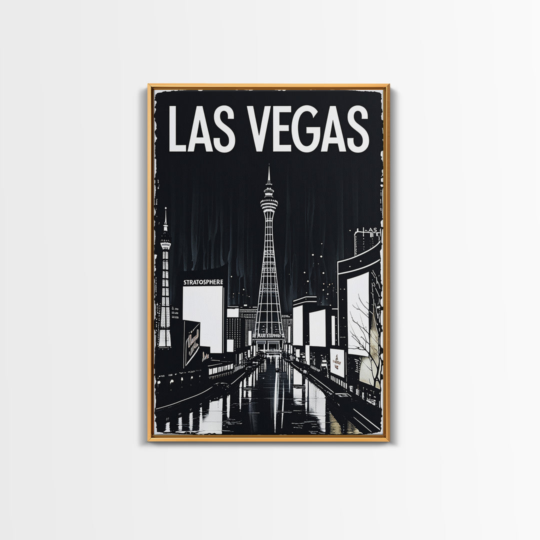 Las Vegas Travel Poster, Canvas Print, Dark Moody City Wall Art, Las Vegas Wall Art, Travel Poster Art, Travel Poster Set, Wanderlust Decor