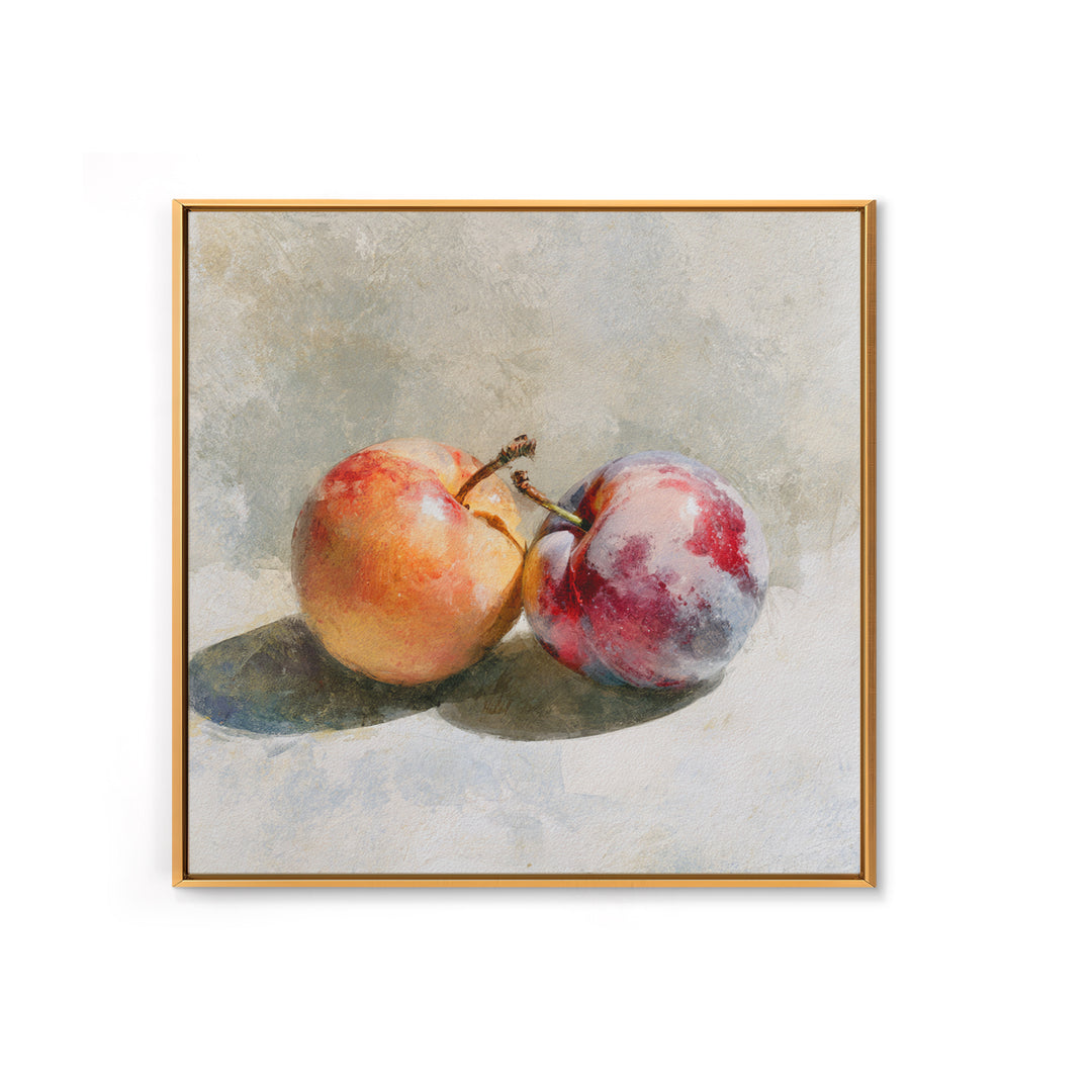 Peach and Plum Still Life Canvas Print, Dining Room Art, Large Wall Art, Dining Room Decor, Dining, Watercolor Painting, DRA-1x1-20