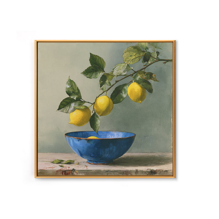 Italian Lemon Branch Framed Canvas Print, Dining Room Art, Trendy Wall Art, Dining Room Decor, Fine Art, Dining, DRA-1x1-29