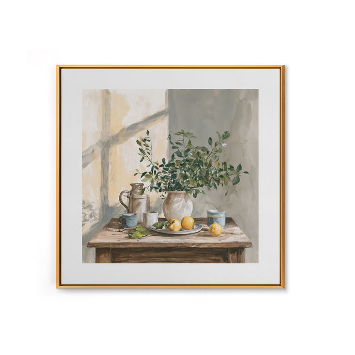 Sunlit Farmhouse Table Objects Without Room View Canvas Print, Dining Room Art, Coastal Wall Art, Dining Room Decor, Dining, DRA-1x1-41