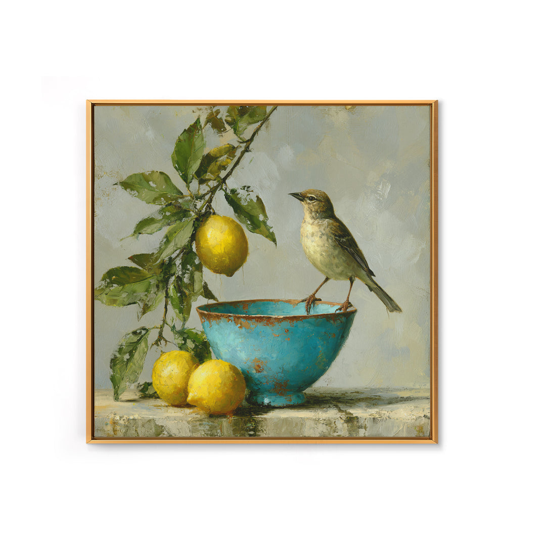 Italian Lemon Branch Framed Canvas Print, Dining Room Art, Trendy Wall Art, Dining Room Decor, Fine Art, Dining, DRA-1x1-53