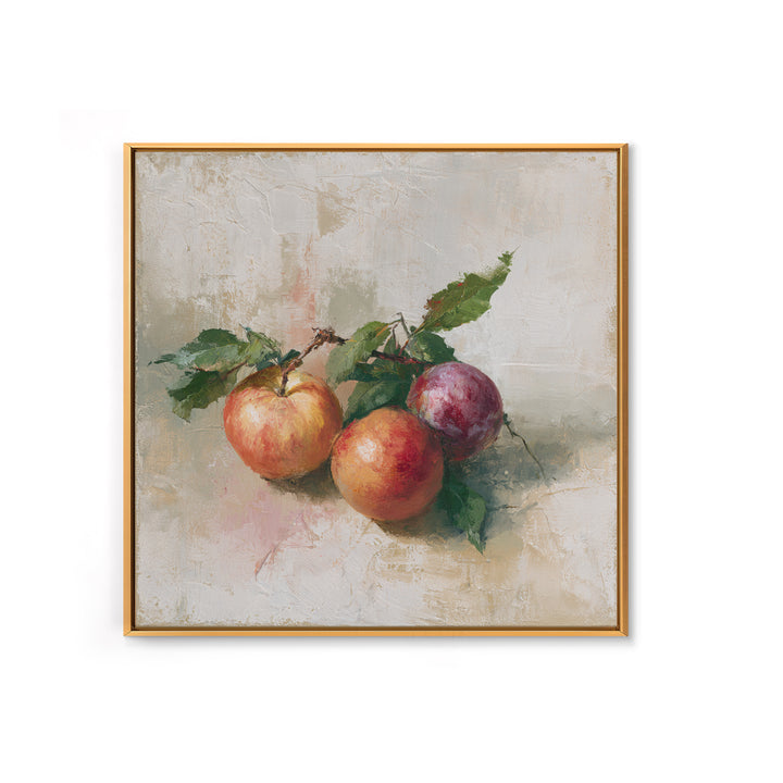 Peach and Plum Still Life Framed Canvas Print, Dining Room Art, Set of 3 Prints, Dining Room Decor, Fine Art, Dining, DRA-1x1-68