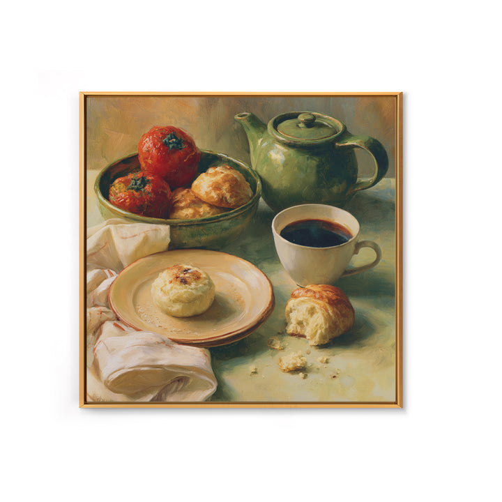 Coffee and Pastry Scene for Breakfast Nook Canvas Print, Dining Room Art, Food Art, Dining Room Decor, Fine Art, Dining, DRA-1x1-86