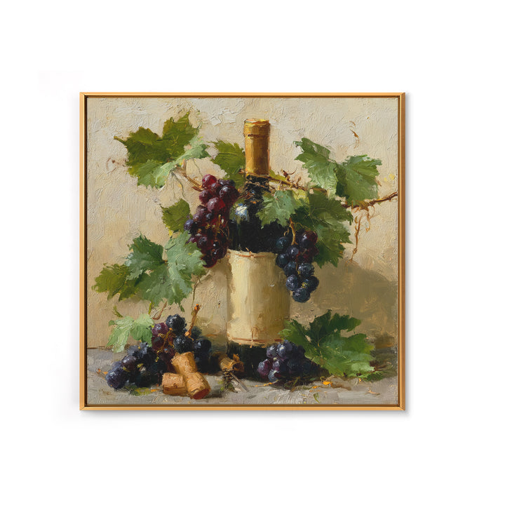 Botanical Grapevine with Leaves and Fruit Framed Canvas Print, Dining Room Art, Dining Room Decor, Watercolor Art, Dining, DRA-1x1-93
