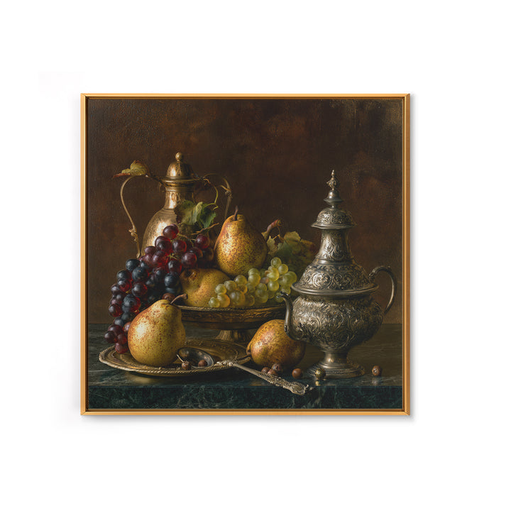 Classical Fruit Still Life Canvas Print, Dining Room Art, Luxury Decor, Dining Room Decor, Oil Painting, Dining, DRA-1x1-97
