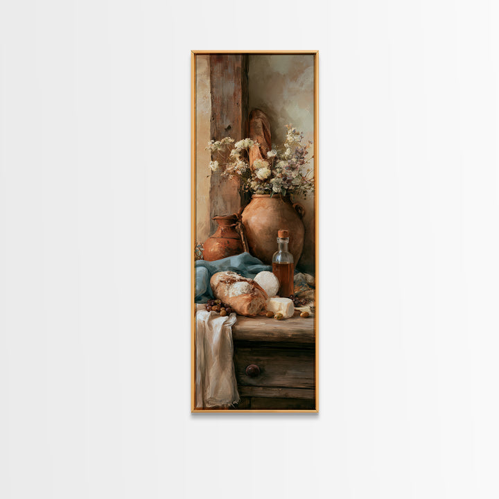 Rustic Bread Olives and Cheese Still Life Canvas Print, Dining Room Art, Set of 3 Prints, Dining Room Decor, Fine Art, Dining, DRA-1x3-18