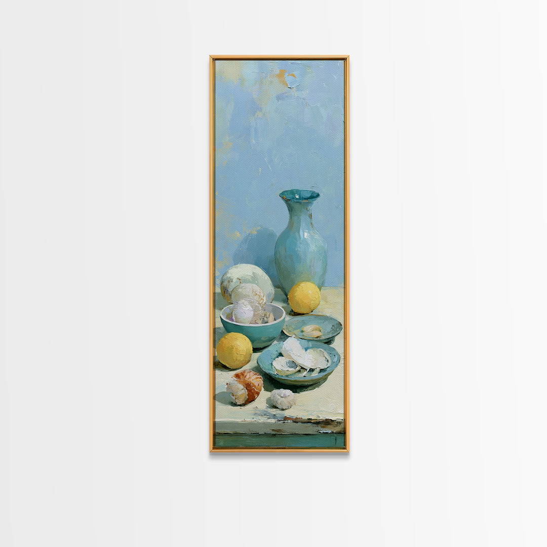 Shellfish and Lemon Still Life Canvas Print, Dining Room Art, Wall Decor, Dining Room Decor, Fine Art, Dining, Contemporary Art, DRA-1x3-28