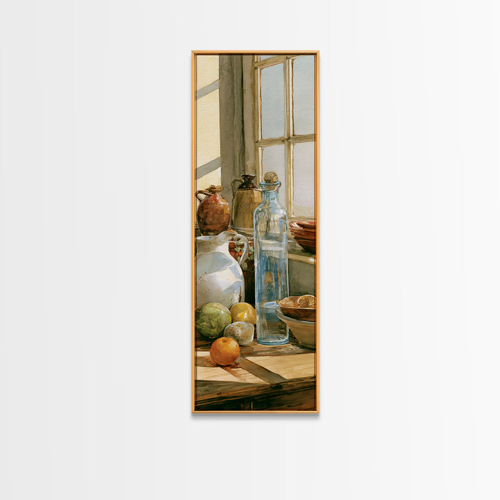 Sunlit Farmhouse Table Objects Without Room View Canvas Print, Dining Room Art, Coastal Decor, Dining Room Decor, Dining, DRA-1x3-29