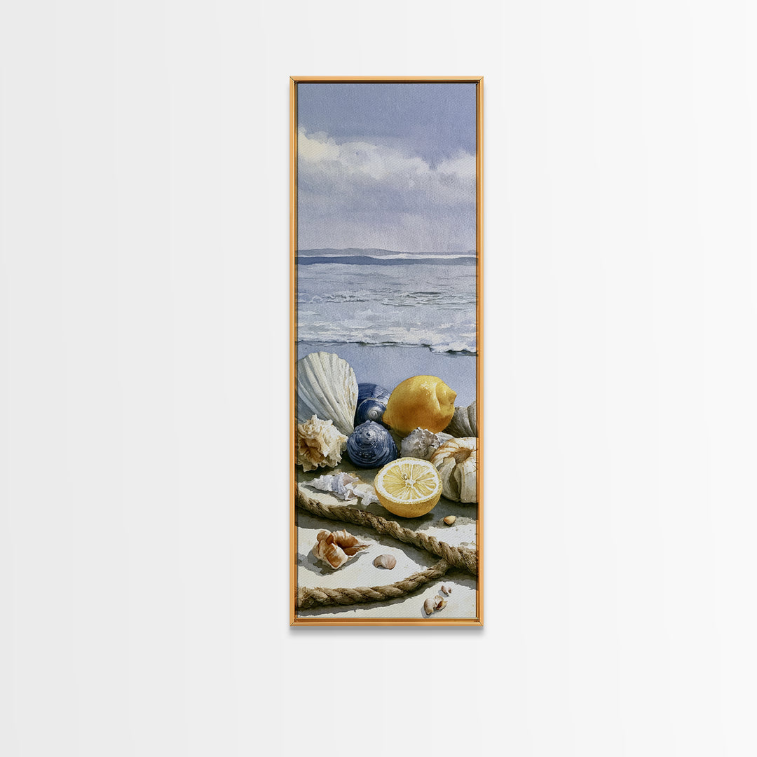 Shellfish and Lemon Still Life Framed Canvas Print, Dining Room Art, Coastal Decor, Dining Room Decor, Fine Art, Dining, DRA-1x3-4