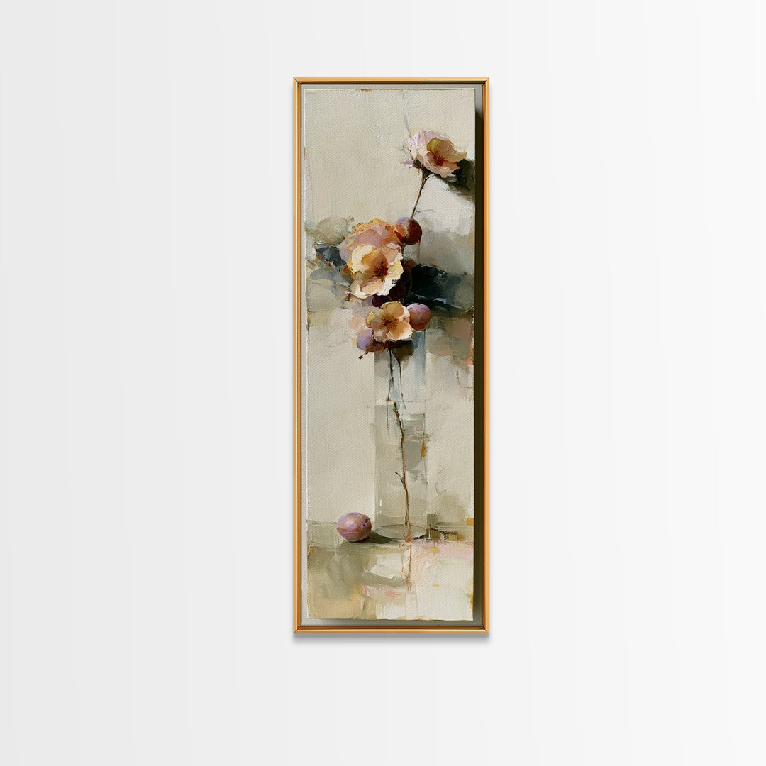 Peach and Plum Still Life Canvas Print, Dining Room Art, Contemporary Art, Dining Room Decor, Fine Art, Dining, Digital Print, DRA-1x3-56