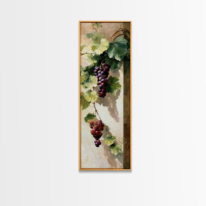 Botanical Grapevine with Leaves and Fruit Canvas Print, Dining Room Art, Kitchen Prints, Dining Room Decor, Fine Art, Dining, DRA-1x3-57