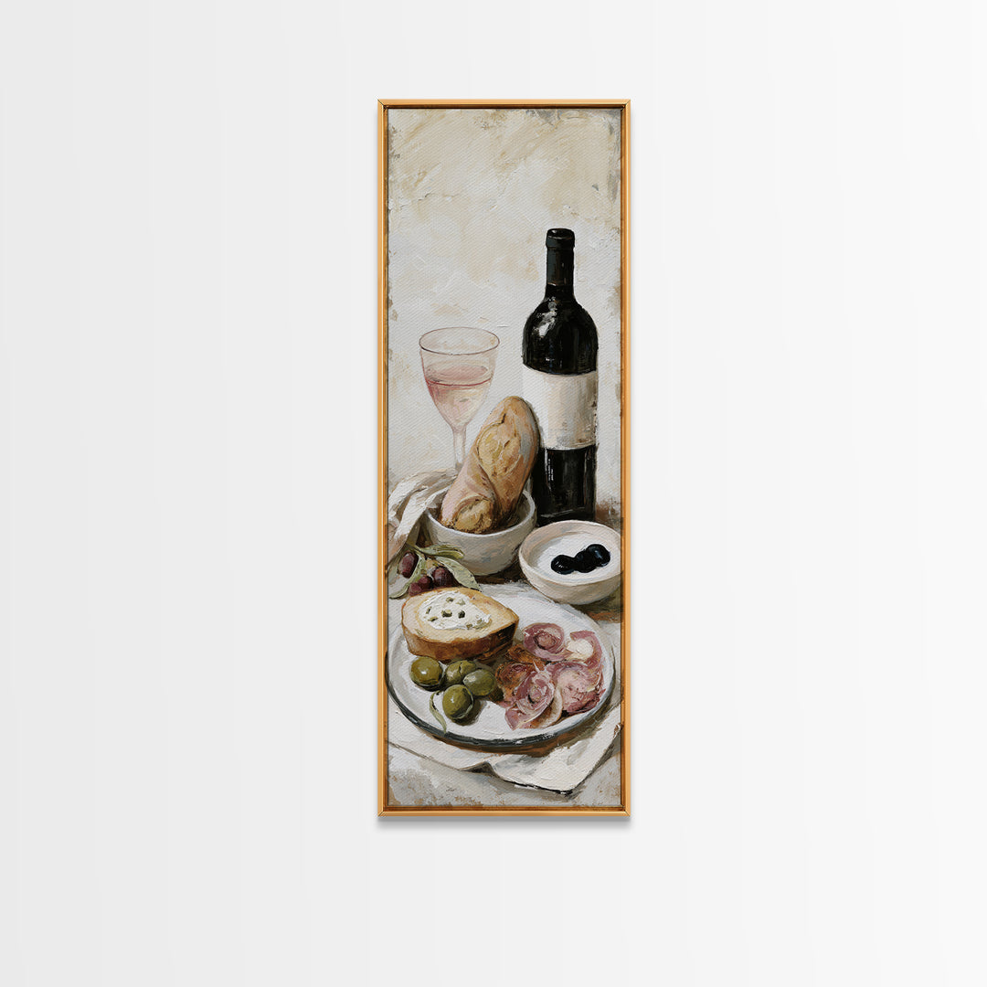 French Bistro Food Illustration Without Text Canvas Print, Dining Room Art, Kitchen Wall Decor, Dining Room Decor, Dining, DRA-1x3-70