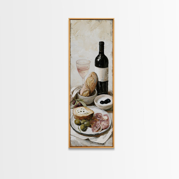 French Bistro Food Illustration Without Text Canvas Print, Dining Room Art, Kitchen Wall Decor, Dining Room Decor, Dining, DRA-1x3-70