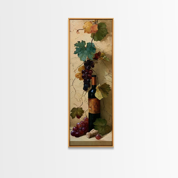Botanical Grapevine with Leaves and Fruit Canvas Print, Dining Room Art, Large Wall Art, Dining Room Decor, Fine Art, Dining, DRA-1x3-81