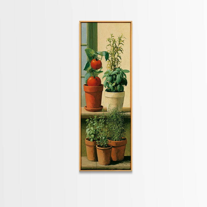 Modern Kitchen Herbs Canvas Print, Dining Room Art, Statement Artwork, Dining Room Decor, Fine Art, Dining, Printable Wall Art, DRA-1x3-93