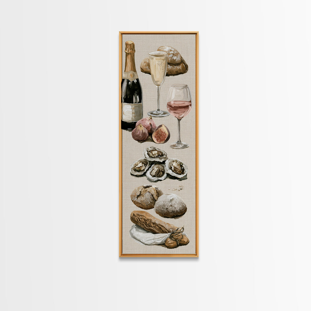 French Bistro Food Illustration Without Text Canvas Print, Dining Room Art, Food Art, Dining Room Decor, Fine Art, Dining, DRA-1x3-94