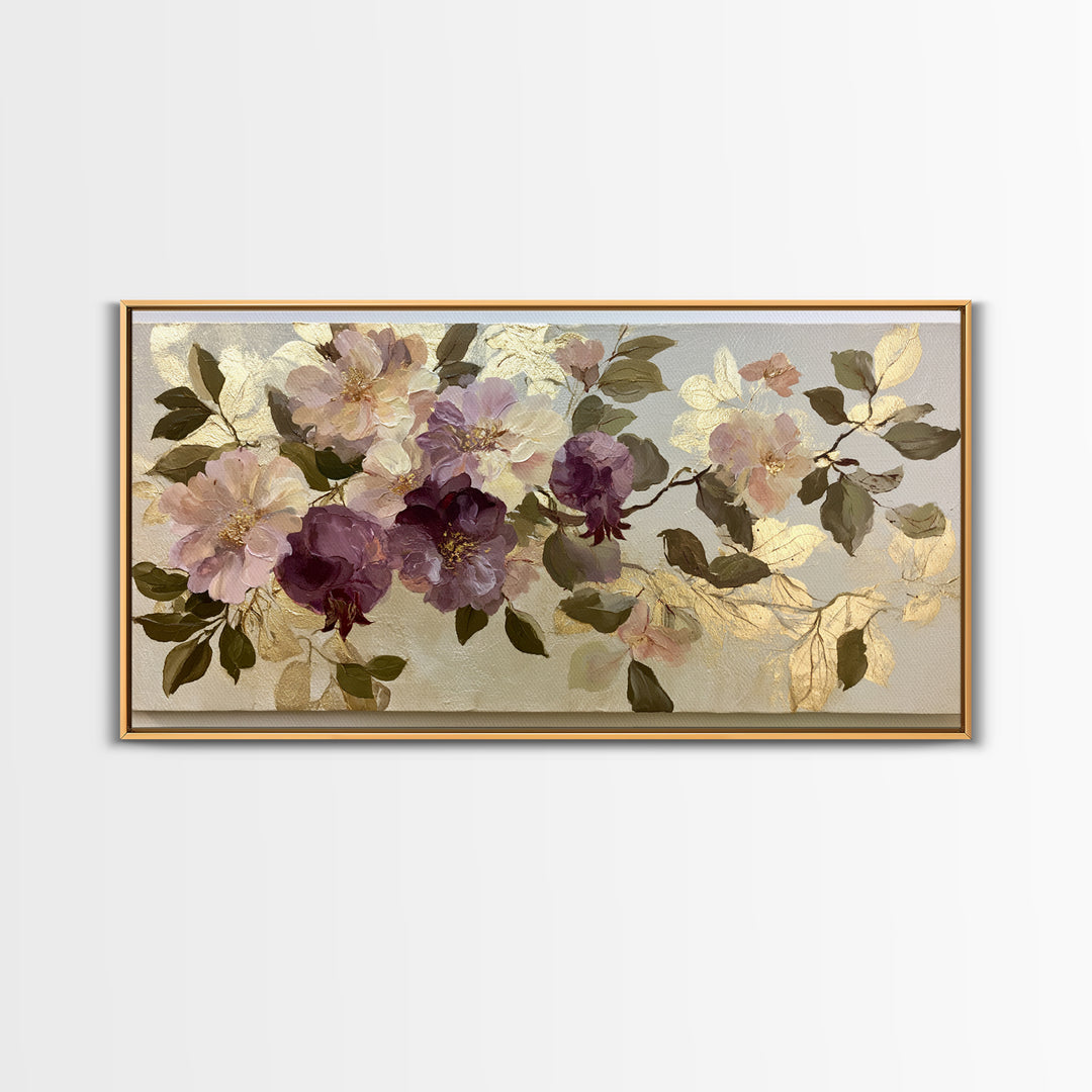 Pomegranate and Gold Leaf Botanical Study Canvas Print, Dining Room Art, Print, Dining Room Decor, Watercolor Art, Dining, DRA-2x1-52