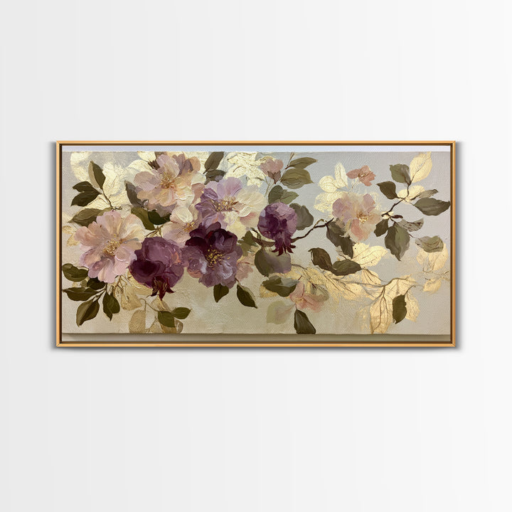 Pomegranate and Gold Leaf Botanical Study Canvas Print, Dining Room Art, Print, Dining Room Decor, Watercolor Art, Dining, DRA-2x1-52