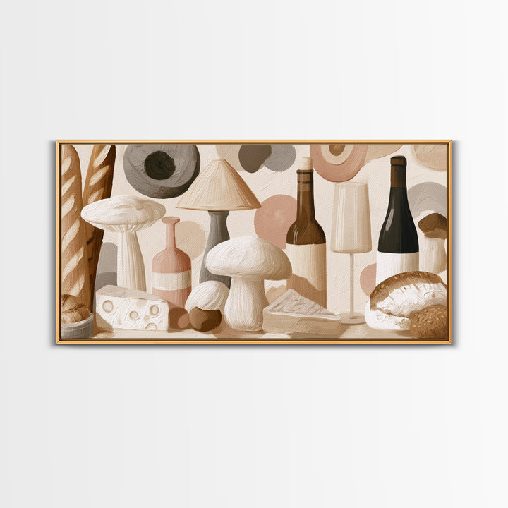 French Bistro Food Illustration Without Text Framed Canvas Print, Dining Room Art, Modern Decor, Dining Room Decor, Dining, DRA-2x1-6