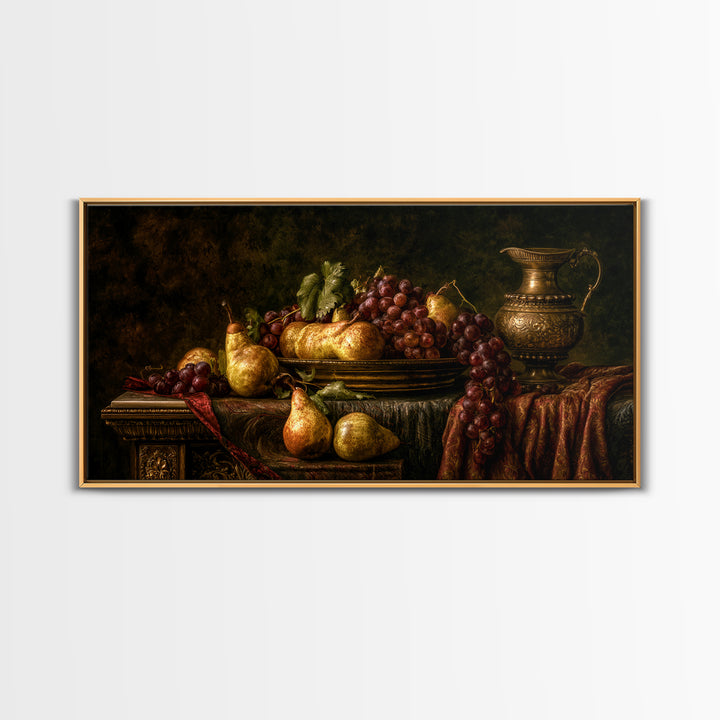 Classical Fruit Still Life Canvas Print, Dining Room Art, Large Wall Art, Dining Room Decor, Dining, Watercolor Painting, DRA-2x1-69