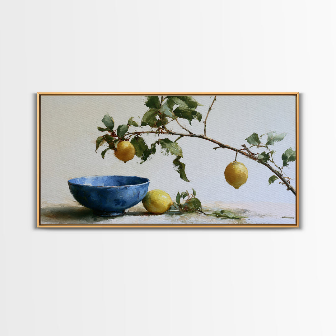 Italian Lemon Branch Canvas Print, Dining Room Art, Wall Art, Dining Room Decor, Watercolor Art, Dining, Printable Art, DRA-2x1-73