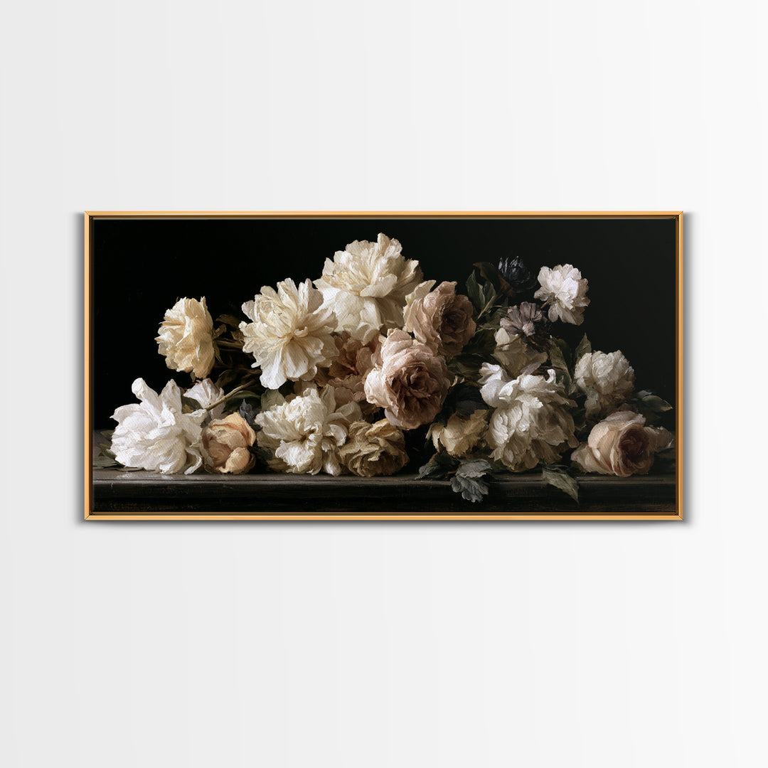 Moody Dark Background Bouquet for Formal Dining Canvas Print, Dining Room Art, Set of 3 Prints, Dining Room Decor, Dining, DRA-2x1-79