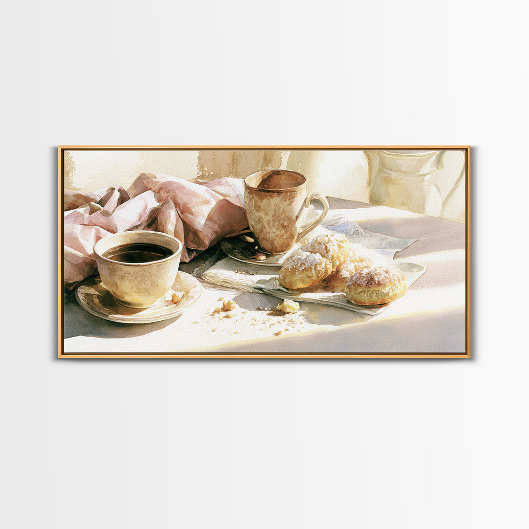 Coffee and Pastry Scene for Breakfast Nook Canvas Print, Dining Room Art, Room Decor, Dining Room Decor, Fine Art, Dining, DRA-2x1-82