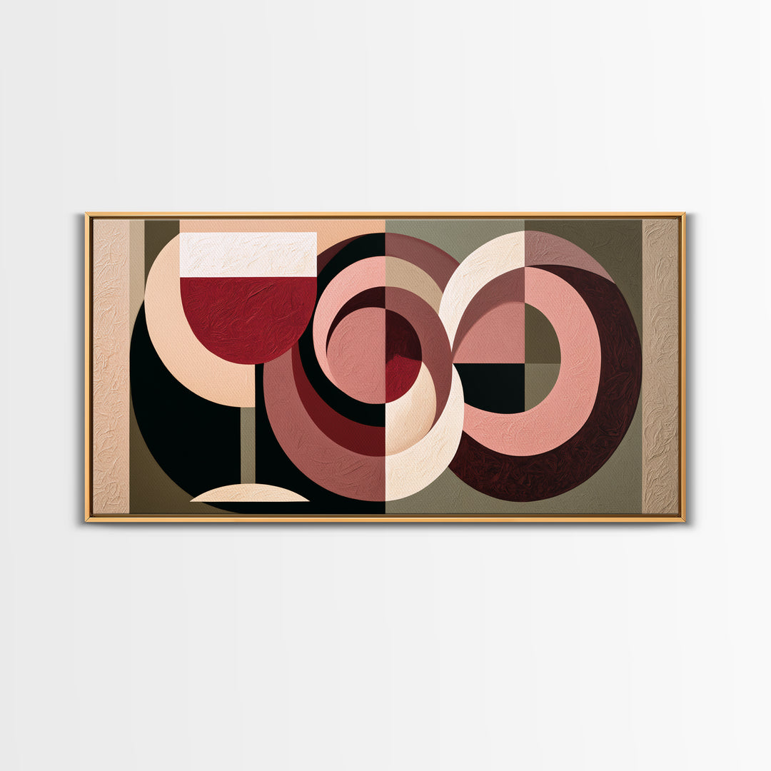 Abstract Red Wine Swirl Framed Canvas Print, Dining Room Art, Textured Painting, Dining Room Decor, Abstract Art, Dining, DRA-2x1-86