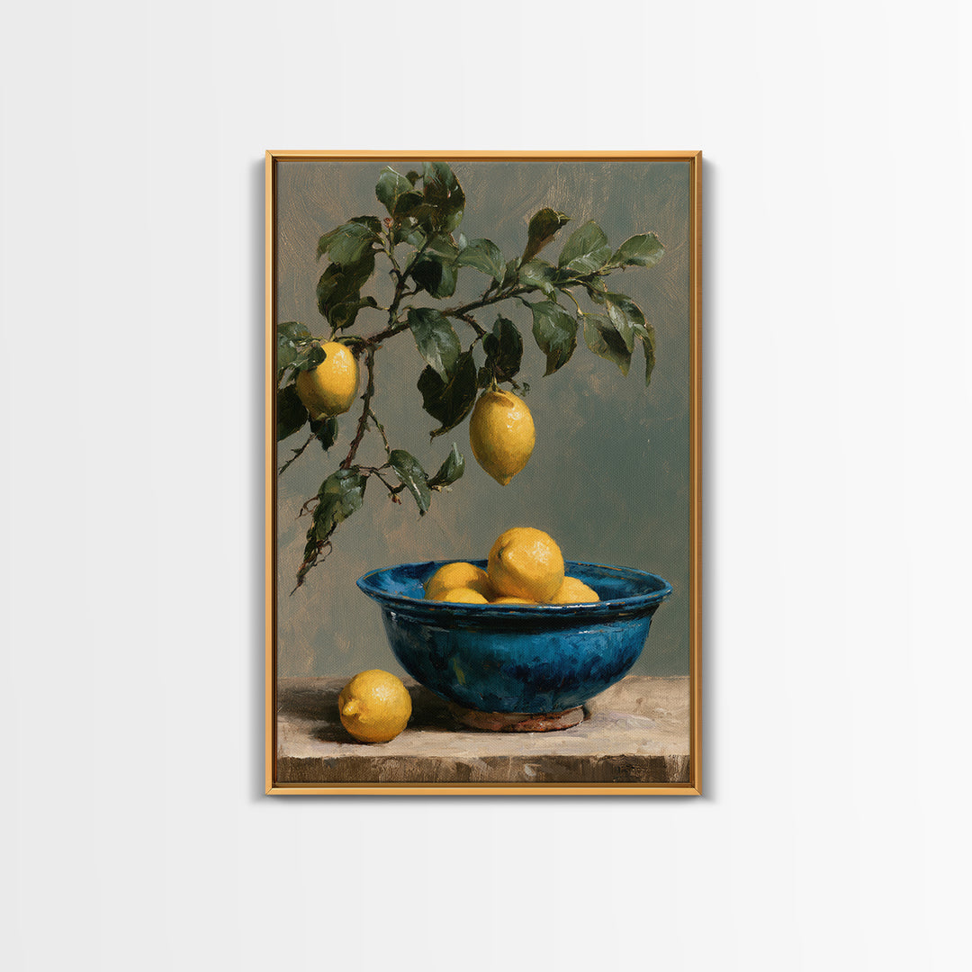 Italian Lemon Branch Framed Canvas Print, Dining Room Art, Room Decor, Dining Room Decor, Fine Art, Dining, Canvas Art, DRA-2x3-13