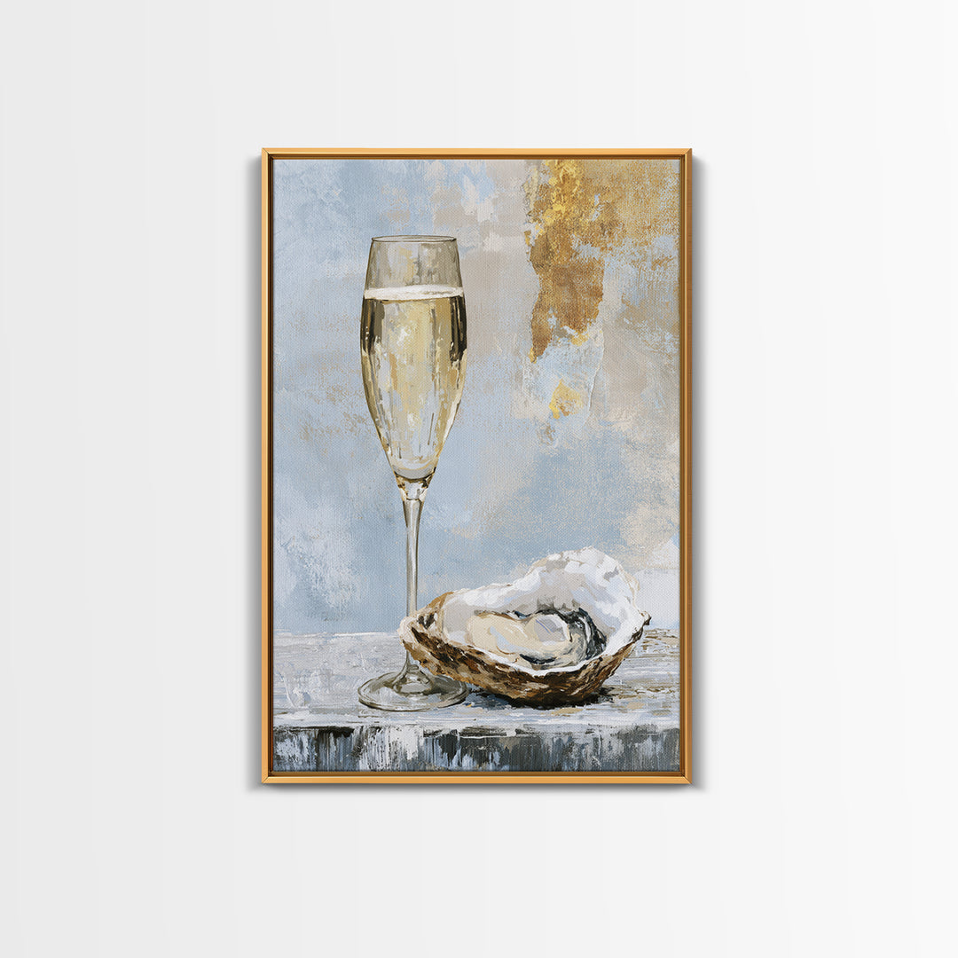 Elegant Oyster and Champagne Still Life Canvas Print, Dining Room Art, Bedroom Wall Art, Dining Room Decor, Fine Art, Dining, DRA-2x3-15