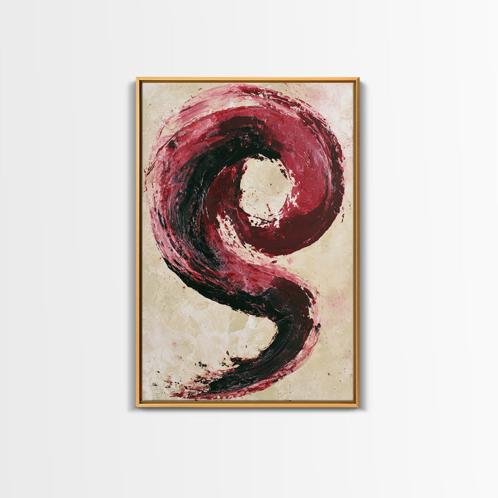 Abstract Red Wine Swirl Framed Canvas Print, Dining Room Art, Gallery Decor, Dining Room Decor, Dining, Minimalist Decor, DRA-2x3-2