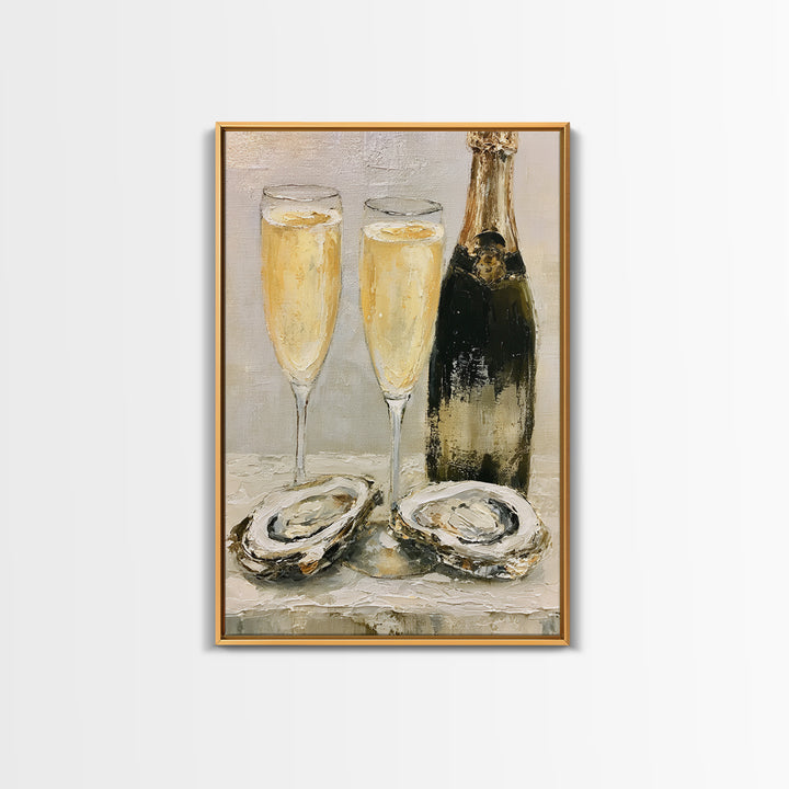 Elegant Oyster and Champagne Still Life Canvas Print, Dining Room Art, Wall Decor, Dining Room Decor, Fine Art, Dining, DRA-2x3-39