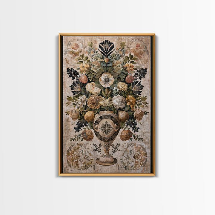Classic Dutch Feast Arrangement Framed Canvas Print, Dining Room Art, Food Art, Dining Room Decor, Oil Painting, Dining, DRA-2x3-51