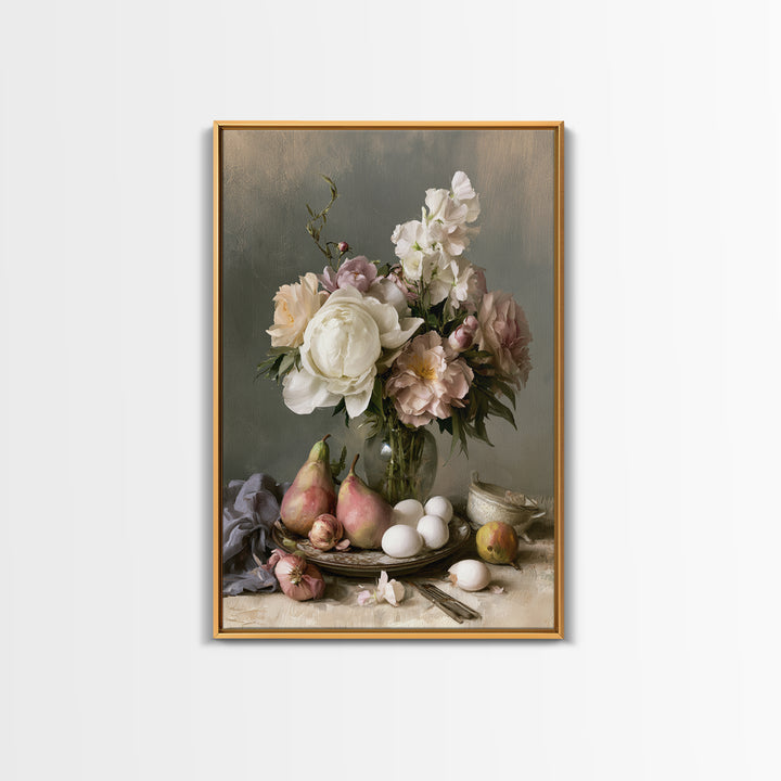 Classic Dutch Feast Arrangement Framed Canvas Print, Dining Room Art, Room Decor, Dining Room Decor, Fine Art, Dining, DRA-2x3-75