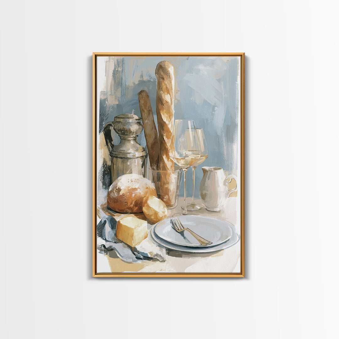 French Bistro Food Illustration Without Text Framed Canvas Print, Dining Room Art, Home Decor, Dining Room Decor, Dining, DRA-2x3-90