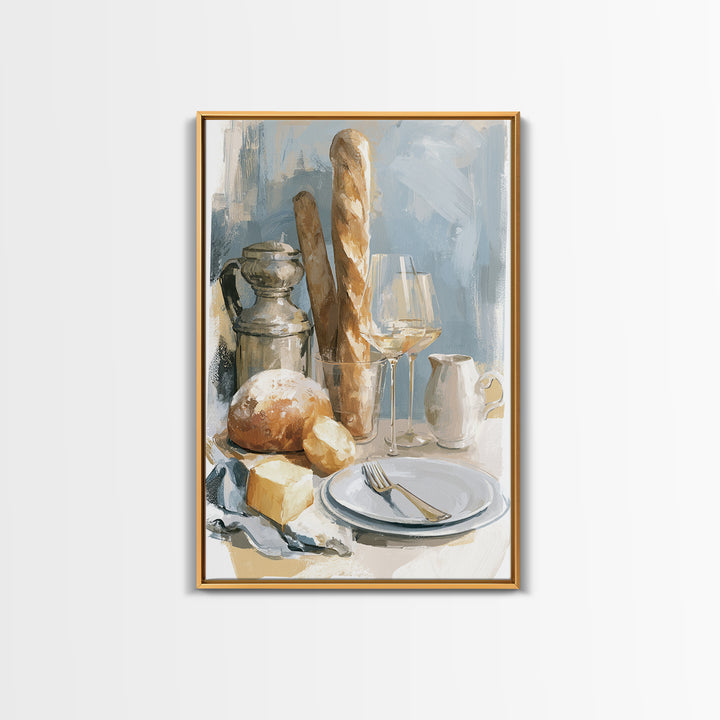 French Bistro Food Illustration Without Text Framed Canvas Print, Dining Room Art, Home Decor, Dining Room Decor, Dining, DRA-2x3-90