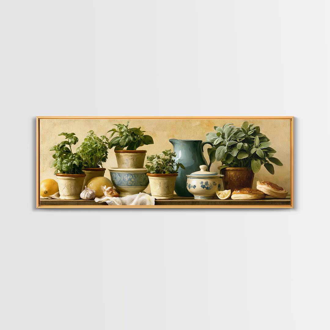 Modern Kitchen Herbs Canvas Print, Dining Room Art, Printable Art, Dining Room Decor, Abstract Art, Dining, Coastal Wall Art, DRA-3x1-25