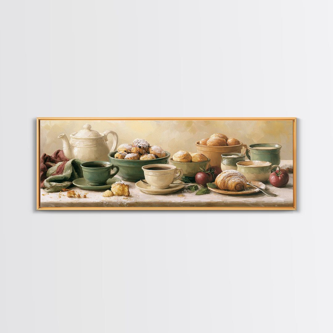 Coffee and Pastry Scene for Breakfast Nook Canvas Print, Dining Room Art, Room Decor, Dining Room Decor, Fine Art, Dining, DRA-3x1-30