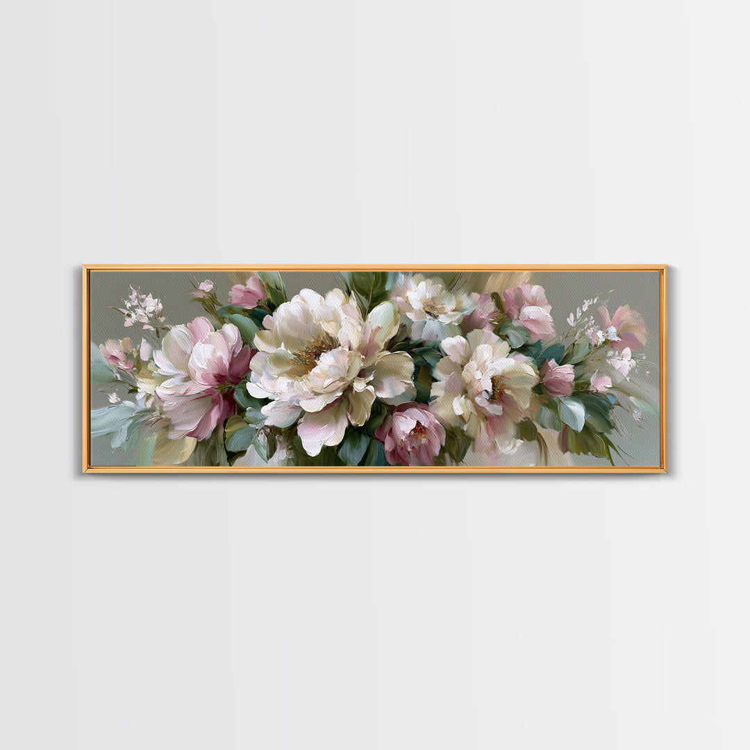 Large Expressive Flower Vase Canvas Print, Dining Room Art, Dining Room Wall Art, Dining Room Decor, Oil Painting, Dining, DRA-3x1-40